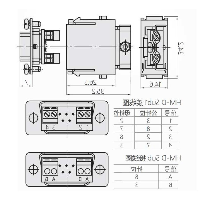 HM模块、母接插、HM-D Sub-F、09140093151